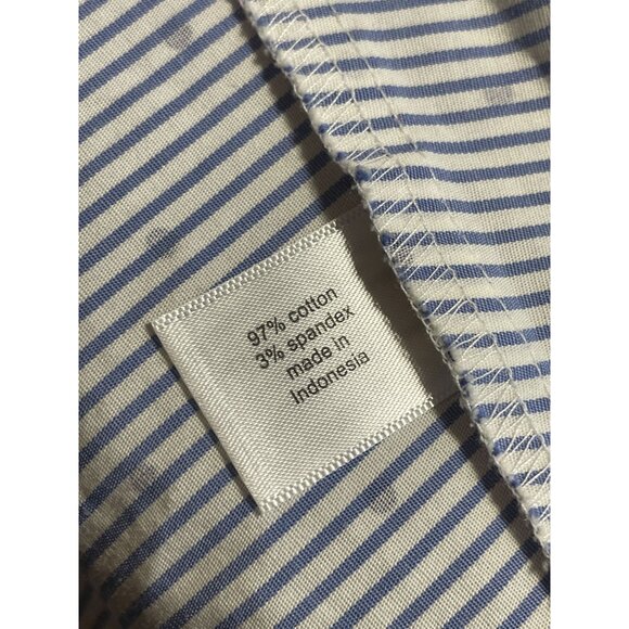 Lane Bryant Womens Striped Peplum Tank Top Sz 16 Stretch Cotton Blend White Blue - Picture 6 of 10